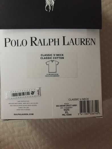Polo Ralph Lauren Clasic V Neck Cotton Black T Shirt Xl