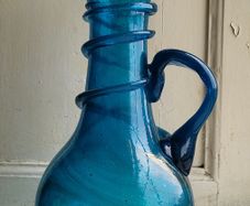 Mid-century handblown azzure blue pitcher