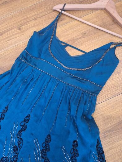 vintage y2k karen millen silk teal embellished