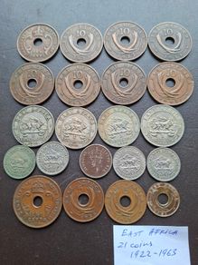 East Africa. A Lot of 21 coins (1922-1963)