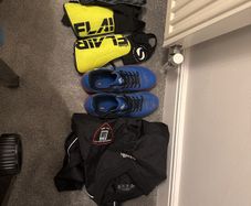 Football / Soccer Cleats, Shin pads and goalie gloves