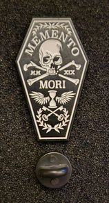 Memento mori,  pin back badge.