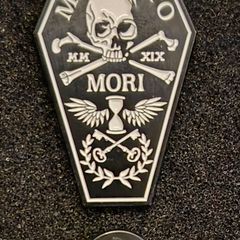 Memento mori,  pin back badge.