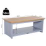Coffee Table, 2-tier Centre Table with Storage Shelf and Wood Grain Tabletop, Rustic Living Room Table, Grey Image 7