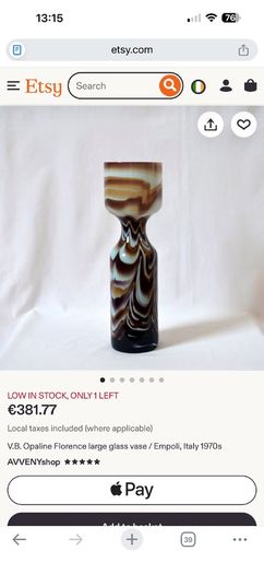 Opaline collectible Italian vase x2