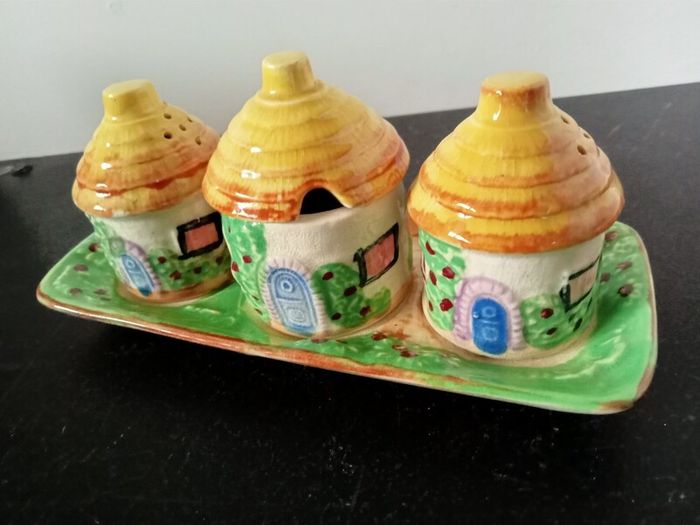 Vintage Japanese Marutomo Ware Condiment Set