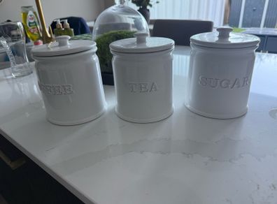 Grove Home Ceramic Kitchen Canisters Coffee, Tea & Sugar