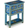 Sideboard with Drawers Solid Mango Wood Turquoise Hand Painted Image 2