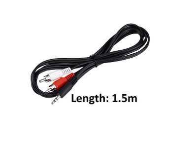 3.5mm 1.5m Stereo Jack to 2 Twin RCA Phono Male Cable TV PC Aux Audio Red White - FHT01RCA