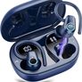 MULTIPLE COLOURS AVAILABLE | 2023 Wireless Earphones Bluetooth 5.3 Headphones Wireless, Ear Buds Wireless Earbuds with Earhooks, IP7 Waterproof 50H Stereo Wireless Headphones Sport, Dual LED Display, Deep Blue Image 4