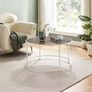 Round Coffee Table, Living Room Table with Steel Frame, Salon Table, Side Table, Pearl White/Slate Grey Image 4