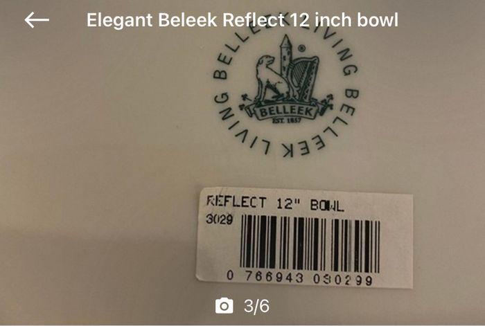 Reduced Belleek living Reflect 12 inch bowl with original sticker
