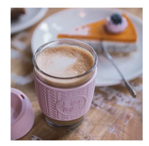 Funk My World - Pink Eco-Friendly Travel Mug Borosilicate Glass - 12oz Barrister Friendly
