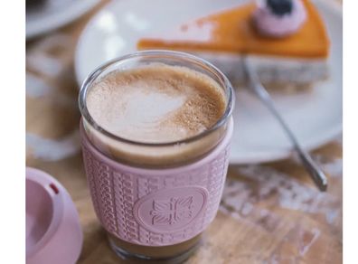 Funk My World - Pink Eco-Friendly Travel Mug Borosilicate Glass - 12oz Barrister Friendly