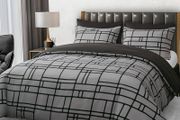 MULTIPLE SIZES AVAILABLE Double Duvet Cover Set Doublesided Bedding Set 3 PCS With Pillowcases Ultra Soft Anti Allergic Non Iron Luxury Microfiber (Gray, Double (200 x 200 cm)