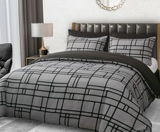 MULTIPLE SIZES AVAILABLE Double Duvet Cover Set Doublesided Bedding Set 3 PCS With Pillowcases Ultra Soft Anti Allergic Non Iron Luxury Microfiber (Gray, Double (200 x 200 cm)
