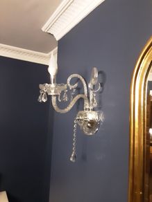 Pair of glass detailed wall lights collection only