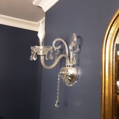 Pair of glass detailed wall lights collection only