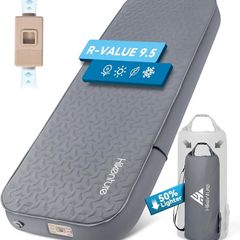 Self-Inflating Sleeping Pad, 4" Thick Camping Mattress with 9.5 R-Value, All Season Portable Foam Mat for Camping, Hiking, Tent & Car - Slate Grey, Single (203x71x10cm)