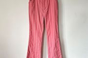 Vintage Y2K baby pink flared trousers striped mid rise cotton Size 8