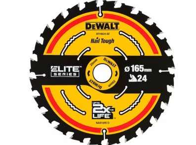 DeWalt DT10624 165mm 24T 20mm Elite Circular Saw Blade