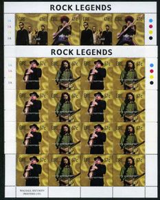 2002 Ireland Irish Rock Legends (U2, Phil Lynott, van Morrison & Rory Gallagher in se-tenant sets) Stamp Sheetlets Mint Never Hinged (MNH)