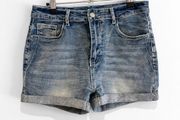 Pre Owned High-Waisted Mid-Wash Denim Shorts