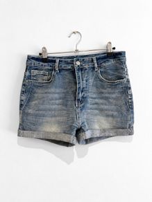 Pre Owned High-Waisted Mid-Wash Denim Shorts