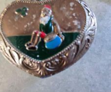 Old Vintage Irish metal Trinket Box.
