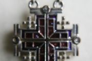 Vintage Silver 925 Jerusalem Cross Necklace Open Pendant Sterling Plated Holy Chain