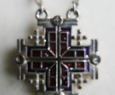 Vintage Silver 925 Jerusalem Cross Necklace Open Pendant Sterling Plated Holy Chain