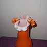 1960's Orange ruffled blown glass vase Image 6