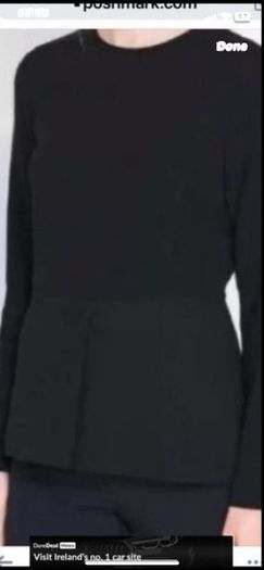 top zara long sleeve round neck suit fabric top with peplum