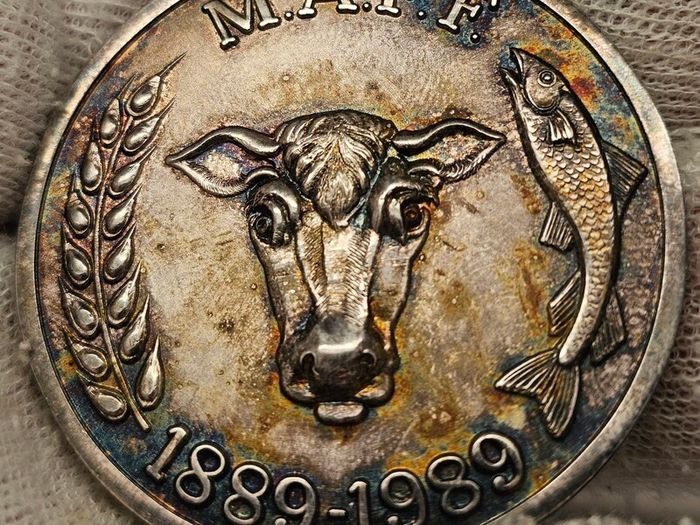 UK Ministry of Agriculture Fisheries and Food MAFF 1889 1989 Silver Medal