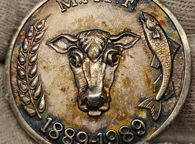 UK Ministry of Agriculture Fisheries and Food MAFF 1889 1989 Silver Medal