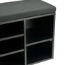 Black Shoe Storage Bench with Cushion & Drawer Image 4