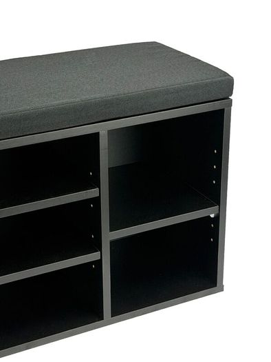 Black Shoe Storage Bench with Cushion & Drawer