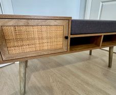 Rattan storage bench with cushion - like new