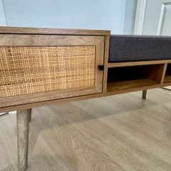 Rattan storage bench with cushion - like new