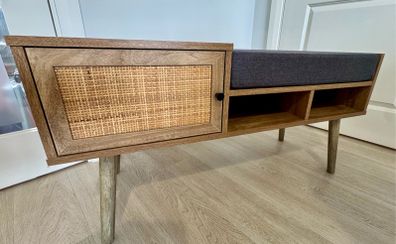 Rattan storage bench with cushion - like new