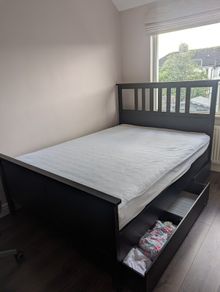 IKEA Hemnes Double Bed  Black (Complete Setup plus Mattress)