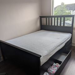 IKEA Hemnes Double Bed  Black (Complete Setup plus Mattress)