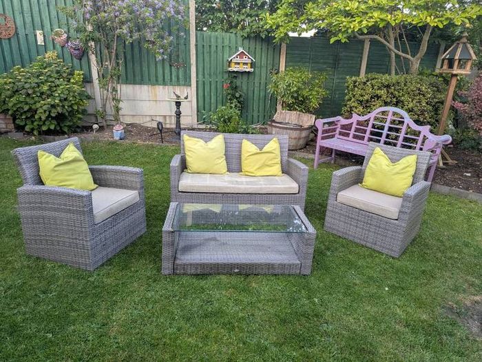 rathan two seater couch and 2 chairs