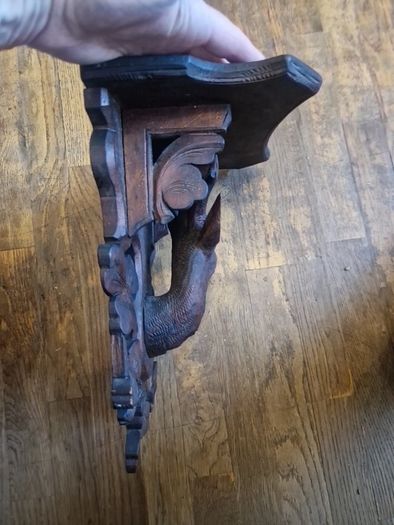 antique carved stag shelf