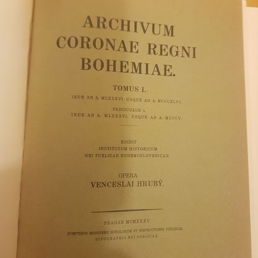Archivum Coronae Regni  Bohemiae.tomus RARE 1935 EDITION.