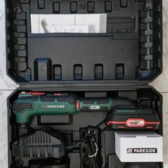 Parkside 20V Cordless Multi Purpose Tool And Accessories Set. Indoor Outdoor Maintenance DIY Projects Garage Garden Mechanic Easter Weekend Offer..