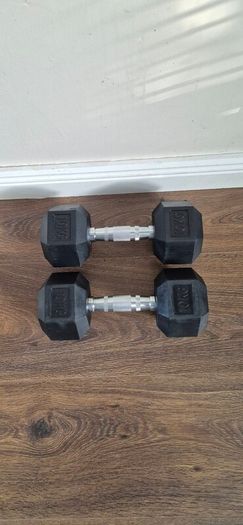 2 sets of used hexagonal dumbbells