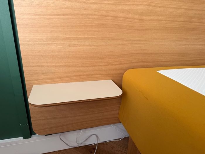 Modern Wooden Headboard with Wireless Charging Shelf