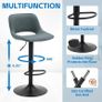 Bar Stools Set of 2 Modern Swivel Barstools, Adjustable Counter Height Bar Chairs Faux Leather Upholstered Counter Stools with Hollow Back for Kitchen Island, Greyish Green Image 7