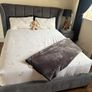 Kingsize grey velvet bed frame with matching curtains Image 2